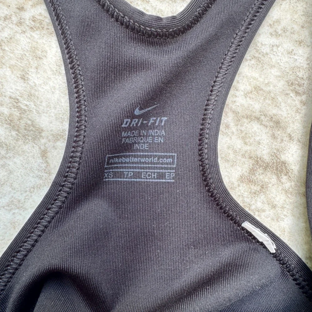 Nike Dri-FIT Racerback Sports Bra Black Swoosh Activewear XS